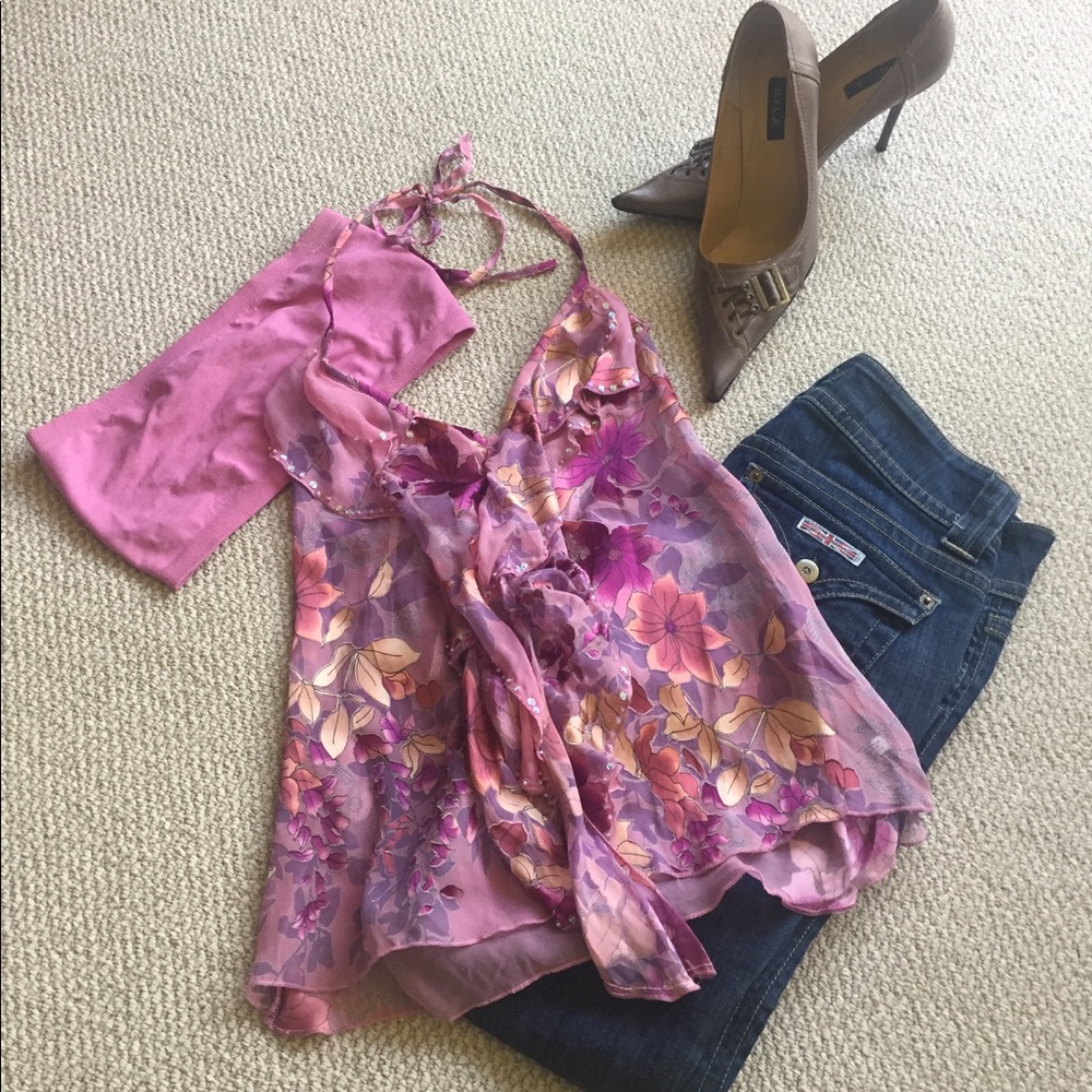 Sheer silk floral cami